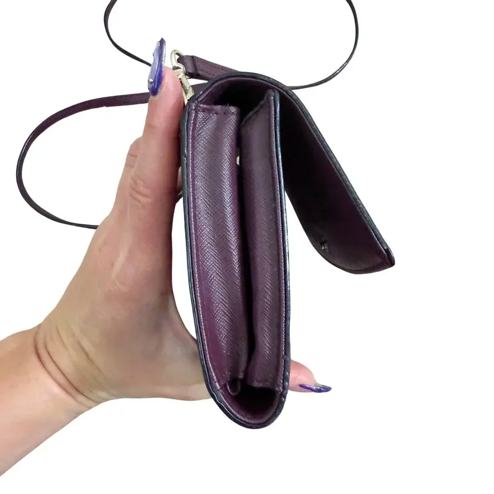 Kate Spade Burgundy Saffiano Leather Crossbody Wallet Bag VGUC Many Card Slots